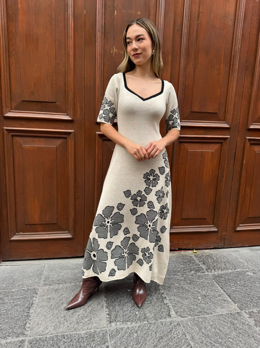 Vestido Marié - Beige Negro