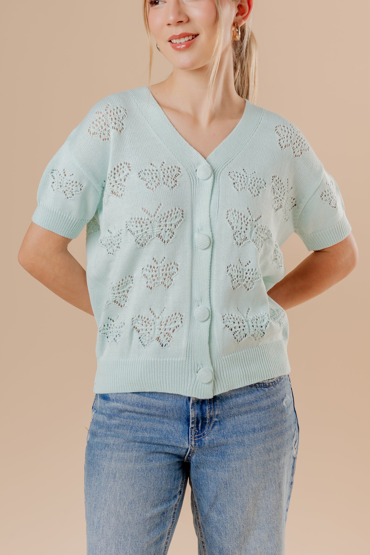 Knit Mariposa - Verde agua pastel