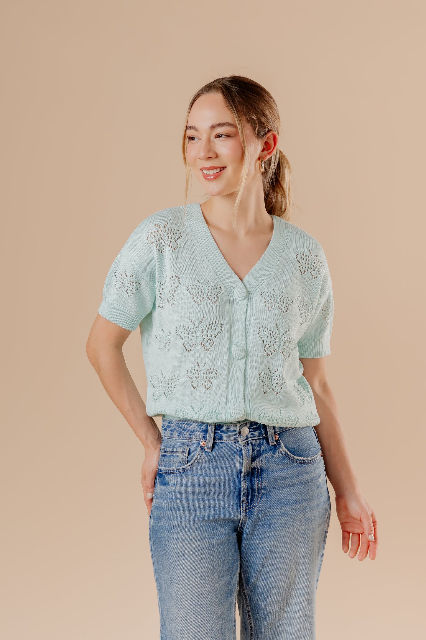 Knit Mariposa - Verde agua pastel