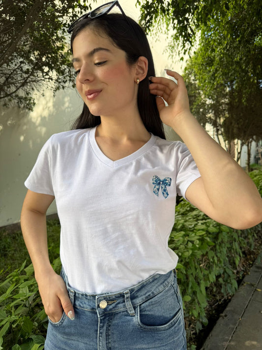 T-Shirt Lazo Azul - Blanco