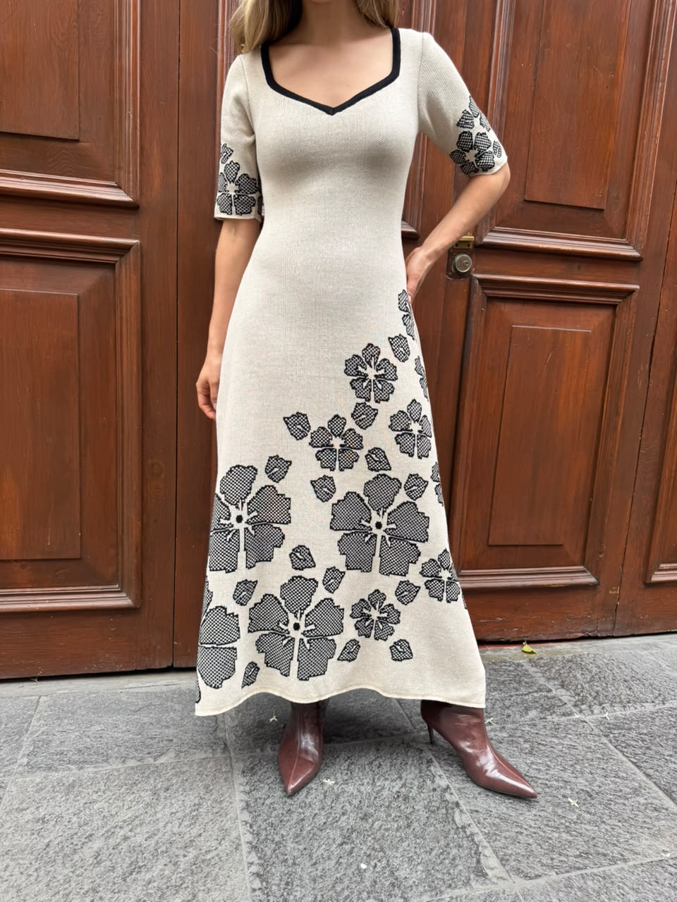 Vestido Marié - Beige Negro